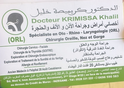 Dr KRIMISSA Khalil - Oto-rhino-laryngologiste (ORL)